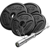 Marbo Sport Set 45 kg olympische Langhantelstange 180 cm mit Hantelscheiben schwarz
