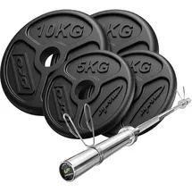 Marbo Sport Set 45 kg olympische Langhantelstange 180 cm mit Hantelscheiben schwarz