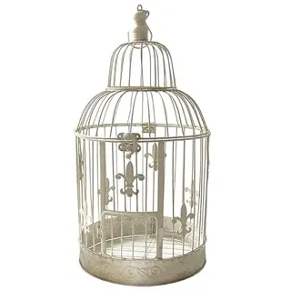 Deko Vogelkäfig Lilie Nostalgie Voliere Landhausstil Antik-Weiß 38cm