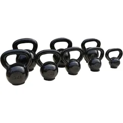 Kettlebell aus Gusseisen – mit Gummiunterlage – extra stabil – schwarz - 12kg SCHWARZ|SCHWARZ 12kg