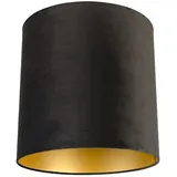 QAZQA Velour Lampenschirm Schwarz 40/40/40 mit Goldener Innenseite