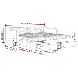 vidaXL Tagesbett 100 x 200 cm Dunkelgrau