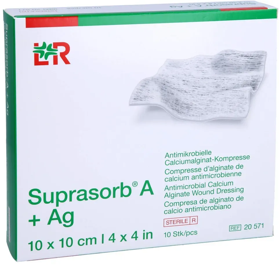 Suprasorb A+Ag Antimik.cal.alginat Kompr 10 St