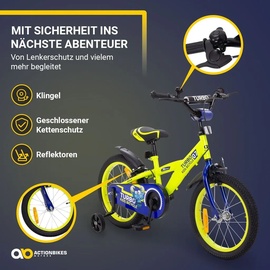 Actionbikes Motors Actionbikes Kinderfahrrad Turbo 16 Zoll Stützräder, V-Brake-Bremsen, Lenker-/Kettenschutz, Klingel