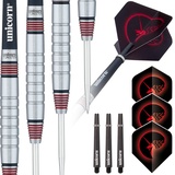 Unicorn Information System ‎Unicorn Core Plus | Style 2 | Dartpfeile mit Stahlspitze, Silber/schwarz, 24 g