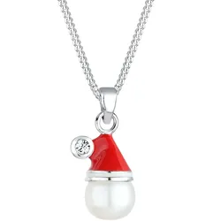 Elli Weihnachtsmannmütze Kristall 925 Silber Ketten   Damen 