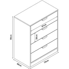 [en.casa] Varkaus 90 x 70 x 40 cm Eichenoptik / Braun