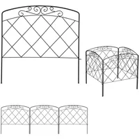 Relaxdays 8 Tlg. Beetzaun, Beetumrandung für Garten, Dekozaun Metall, antikes Design, Zierzaun, Hxb: 41,5 x 490 cm, schwarz