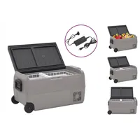 vidaXL Kühlbox mit Rollen und Adapter, Gefrierbox mit viel Platz für Getränke, Eisbox mit effizienter Kühlung, Kühlschrank Gefrierschrank Getränkekühler, Schwarz und Grau 60 L PP PE