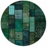 Bamyum Trunk Bedruckter Teppich Chenille-Druck Maschinell Hergestellt 200 x 200 cm, Waschbarer Teppich Wohnzimmer, Vintage Schlafzimmer, Antibakteriell Antirutschunterlage Küchenteppich Grün