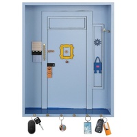 TWSOUL Schlüsselbrett Schlüsselregal, Schlüsselhalter aus Holz,Wandregal, Mit Haken, vier Stile blau Rechteck