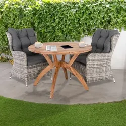 Garten-Esstisch Holz 110 cm Ø, wetterfest, runder Tisch für Garten, Terrasse, Outdoorbereich und Wintergarten, Akazie geölt, Raburg Kira