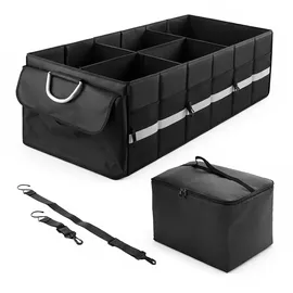 Relaxdays Kofferraum Organizer mit Kühlfach Schwarz,Silber