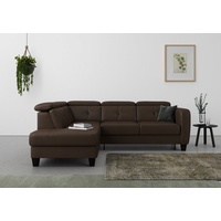 sit&more Ecksofa Belluci L-Form, inklusive Federkern, wahlweise mit Bettfunktion und Bettkasten braun