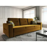 Sofa 3-Sitzer BELMIRA mit Schlaffunktion Gelb