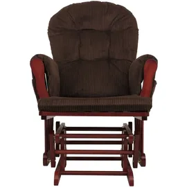 Mendler Relaxsessel HWC-C76 Cord 52 x 100 x 80 cm Braun mit Hocker