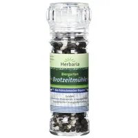 Herbaria Biergarten Brotzeitsalz bio 65g Mühle – Bio-Brotzeitsalz, Bio-Kräutersalz, Bio-Gewürzsalz - für die typisch bayerische Brotzeit z.B. mit Rettich und Käse – mit Luisenhaller-Pfannensalz