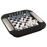 Lexibook Chessman FX, Elektronisches Schachspiel mit Berührungstastatur und Licht-und Soundeffekte, 32 Stück, 64 Schwierigkeitsgrade, Familienbrettspiel, 2 Spieler, Schwarz/Silber