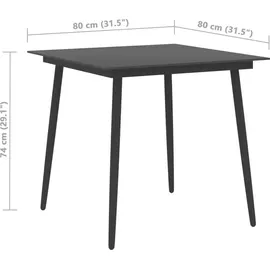 vidaXL 3 tlg. Garten Essgruppe Poly Rattan Schwarz - - - Gartentisch Und Stühle - Gartentische Und Stühle - Schwarz