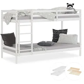 Homestyle4u Etagenbett 90 x 200 cm Kiefer massiv weiß