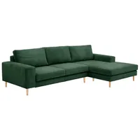 58 aufm Kessel SOFA mit Longchair rechts Kaylynn Cordstoff dunkelgrün | Gr.: onesize