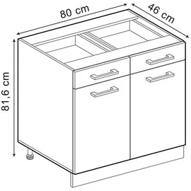 Vicco Unterschrank R-Line 80 x 60 x 81,6 cm Grau
