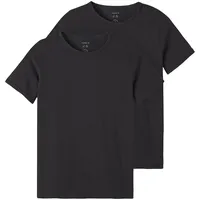 NAME IT Nkmt-shirt SLIM 2P Noos T Shirt, Schwarz,