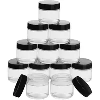 Belle Vous Runde Glastiegel mit Schwarzem Schraubdeckel aus Plastik