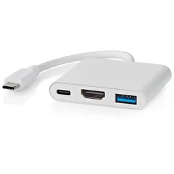 USB-C Multiport Adapter mit 4K HDMI & schnellem USB-A: Weisser USB-C Hub (5 Gbps) für Notebook, Tablet & Smartphone – vielseitig & leistungsstark
