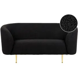 Beliani Sofa im Art-Déco-Stil mit Armlehnen Metallgestell Bouclé schwarz modern Loen