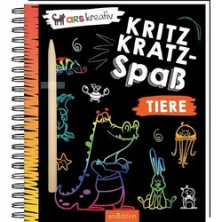 ARSEDITION 134104 Kritzkratz-Spaß Tiere: Kreativer Kratzelspaß mit Malideen und Holzstift