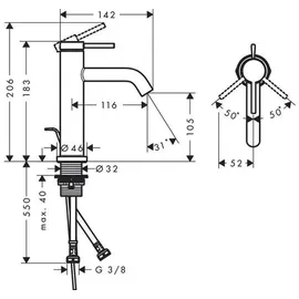 Hansgrohe Tecturis S Waschtischarmatur 73310700 Ausladung 116mm, mit Zugstangen-Ablaufgarnitur, Mattweiß