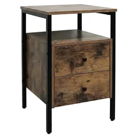 Relaxdays Nachtschrank 2 Schubladen 40 x 40 x 61 cm Braun/Schwarz