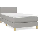 vidaXL Boxspringbett mit Matratze Hellgrau 100x200 cm Stoff