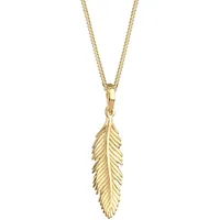 Elli Halskette Damen Feder Anhänger Gold 925 Sterling Silber