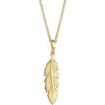 Elli Halskette Damen Feder Anhänger Gold 925 Sterling Silber