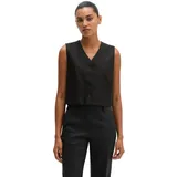 Marc O'Polo "aus Viskose-Leinen-Stretch", Damen, Gr. 34, schwarz, Obermaterial: 53% Leinen, 45% Viskose, 2% Elasthan. Futter: 100% Baumwolle, unifarben, regular fit, V-Ausschnitt, Westen Anzugweste