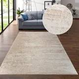OTTO home Teppich OTTO HOME "Ariano, dezenter Glanz mit Hoch-Tief-Struktur" Gr. 2, beige, B:70cm H:12mm L:140cm, Kunstfaser, Teppiche, Teppich, Vintage Design, Schrumpf Carving-Effekt, Wohnzimmer, Schlafzimmer