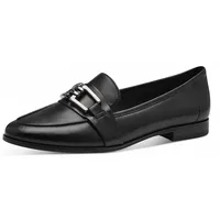 Marco Tozzi Damen Loafer ohne Absatz aus Leder Flach, Schwarz (Black), 41 EU