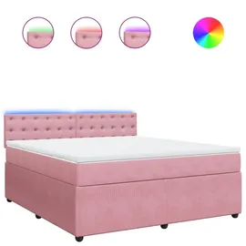 vidaXL Boxspringbett mit Matratze Rosa 180x200 cm Samt