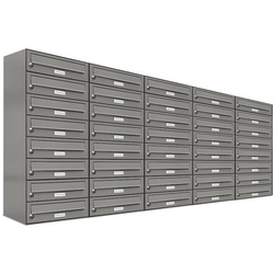 AL Briefkastensysteme Wandbriefkasten 40er Premium Briefkasten Aluminiumgrau RAL 9007 für Außen Wand 5×8 grau