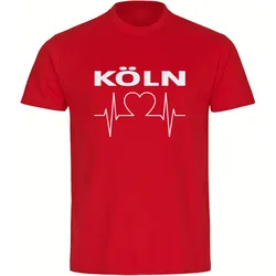 multifanshop Kinder T-Shirt - Köln - Herzschlag - Druck weiß - Kind