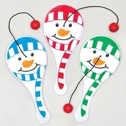 Mini-Paddleballschläger "Schneemann" (pro Set 6) Weihnachtsspielzeug