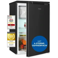 Exquisit Kühlschrank mit Gefrierfach, 107 Liter, kleiner Kühlschrank, 4-Sterne-Gefierfach, Kompakt, Freistehend, KS516-4-051C inoxlook-az