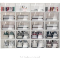 HaroldDol Schuhboxen, 20 Stück Transparent Stapelbar Schuhkarton mit Deckel, Schuhaufbewahrung für 31cm (Weiß)