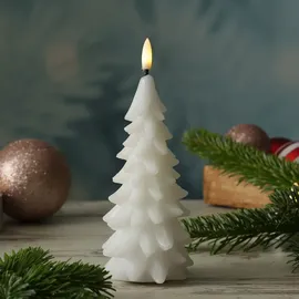 MARELIDA LED Kerze Tannenbaum 19 cm weiß