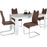 Homexperts Essgruppe Zabona, (Set, 5-tlg), 4 Stühle und 1 Tisch braun