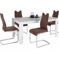 Homexperts Essgruppe Zabona, (Set, 5-tlg), 4 Stühle und 1 Tisch braun