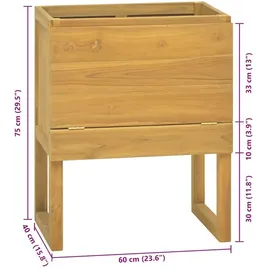 vidaXL Badschrank 60x40x75 cm Massivholz Teak