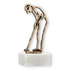 Pokal Konturfigur Golfer altgold auf weißem Marmorsockel 15,4cm